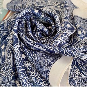 Blue Pattern Silky Scarf 